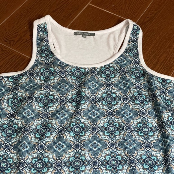 Retro-ology Blue and white racer back tank top size small spandex floral print - Picture 5 of 12